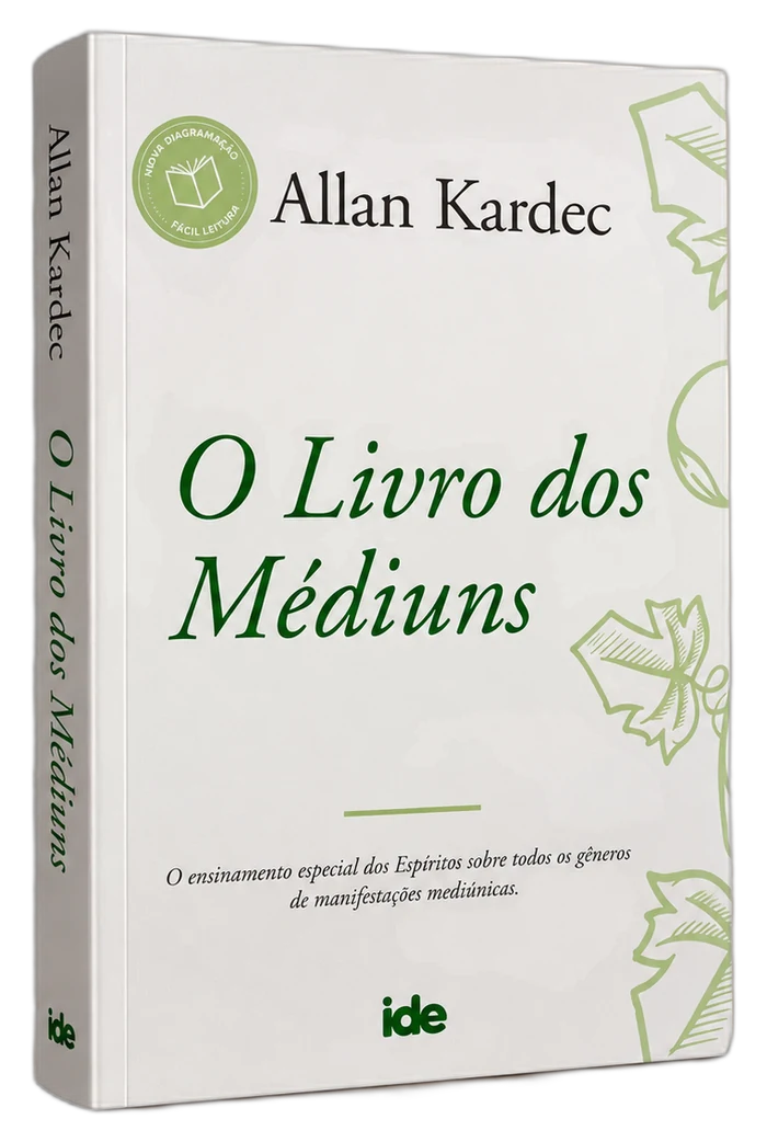 Capa em 3D do livro O Livro dos Médiuns, de Allan Kardec